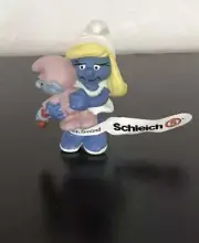 Smurfs 20192 Smurfette & Baby Smurf Vintage Figure Figurine Rare Germany Leg Tag