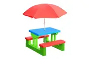 Outdoor Garden Kids Children Picnic Table Set Play Toy with Umbrella