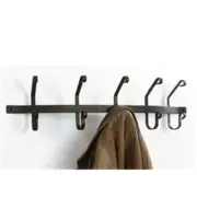 Village Wrought Iron CT-WH-5 Wall Mounted Wrought Iron Coat Rack with 5 Hooks