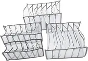 Hohopeti Wardrobe Jeans Pants Socks Underwear Storage Box 7 Compartment Closet Organizer Nylon Mesh Design