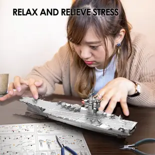 Piececool 3D立體金屬拼圖 企業號核動力航空母艦CVN-65 DIY 戰艦模型積木