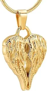 KETIME Angel Heart Stainless Steel Cremation Urn Necklace for Ashes for Human/Pet Memorial Jewelry