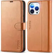 TUCCH Case for iPhone 13 Pro Max (6.7") 2021 5G, Magnetic PU Leather Protective Wallet Case with [RFID Blocking]Card Slot[Shockproof TPU]Stand Flip Cover Compatible with iPhone 13 Pro Max, Light Brown