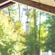 Blue Angel Wind Chime with Pewter Gem 21"Long Ornament Home Decor Unique Gift