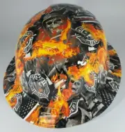 New Full Brim Hard Hat Custom Hydro Dipped FIRE FIGHTER. Free Shipping!