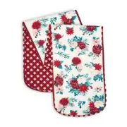 Pioneer Woman Wishful Winter Fabric Table Runner Reversible Red Floral 14"x72"