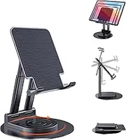 Tablet Stand, Tablet Holder Adjustable, Tablet Stand with 360 Degree Rotating Base for iPad/iPad Pro/Air/Mini, iPhone, Huawei, Galaxy, Kindle/Smartphones and More 4.7-15.6 Inch Devices (Black)