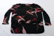 Chico's Women's Textured Mesh Banded Hem Top AW5 Black Size 2 (US: Large) NWT