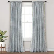 Boho Coastal Horizontal Ticking Stripe Tassel 52"W x 84"L (Pack of 2) Blue