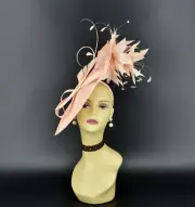 MF173-2( Peach )Kentucky Derby Wedding Tea Party Sinamay Large Fascinator