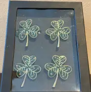 Cupcakes & Cashmere 4 Clover Leaf ST. PATRICKS DAY Pink RHINESTONES NAPKIN RINGS