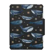 iPad Pro 11-inch (3rd/4th gen) Impact Folio Case Cute watercolor whale. Blue whale, narwhal, Gold stars, oceans, sea stars