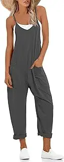[Muchpow] Women's V Neck Sleeveless Jumpsuits Spaghetti Straps Harem Long Pants Overalls With Pockets