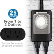 - Outdoor Light Timer Outlet, 24 Hour Mechanical Switch, Heavy Duty Plug in T...