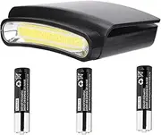 LED Headlamp Cap Light - COB Clip On Light 3 Modes Hard Hat Light Lightweight Hardhat Light- Perfect for Running, Camping, Fishing, and Outdoor Activities(1 Pack,3 AAA Batteries Included)