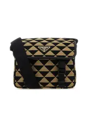 Prada Embroidered Fabric Symbole Crossbody Bag