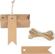 100PCS Blank Kraft Gift Tags, Craft Card Tag, Gift Wrap Tags, 20M Natural Jute Twine and 100PCS Kraft Paper Gift Tags, for Jewelry Price Label Display (Brown)