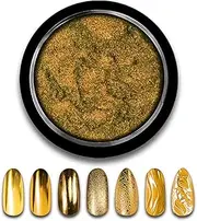 Chrome Nail Powder Mirror Effect Metallic Dust Holographic Glitter Glazed Manicure Decoration Reflective Pigment for DIY Gel Polish Nail Art, Resin Craft, Gifts (09gold)