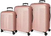 [ROLL ROAD] India Suitcase Set Pink 55/70/80 cm Rigid ABS Side Combination Lock 220L 11.5 kg 4 Wheels Double Hand Luggage