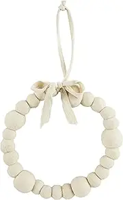 [Mud Pie] White Felt Pom Ball Wreath, 15" Dia