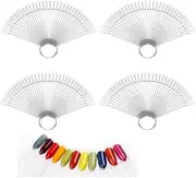 200Pcs Fan-shaped Nail Swatch Sticks,Clear Nail Color Swatches Display for Gel Polish, Nail Sample Practice Sticks,with Ring Holder for (Clear)