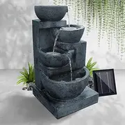 Gardeon Solar Water Fountain, 3W 72cm Tall Feature Pump Bird Bath Powered Features Fountains Garden Outdoor Indoor Pond Decoration, 4 Tiers Birdbath LED Lights Blue