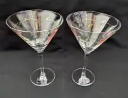 Set of 2 Etched Glass Martini Glasses, Grapes Vines, Stemware Pair, Romania, NEW