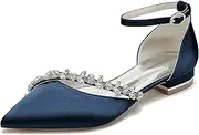 [Minishion] Wedding Dress Shoes for Bride Flats Womens Girls Ankle Strap Evening Party Shoes MS292