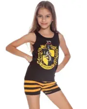 HARRY POTTER Hufflepuff House Crest Cotton Tank Short Pajama 2pc Set,