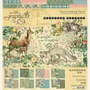 GRAPHIC 45 "WOODLAND FRIENDS" 8X8 PAPER PAD RABBITS DEER RETIRED SCRAPJACK'S PL