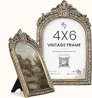 97 Decor 4x6 Vintage Picture Frame - Ornate Gold Frame 4x6, Antique Photo Frames 4 x 6, Rustic Small Frames Retro Decorative Wall Hanging For Home
