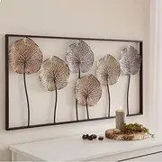 Metal Wall Arts Dandelion Framed Wall Arts Hanging Home Decor Garden Outdoor Fence Decor Lotus Leaf