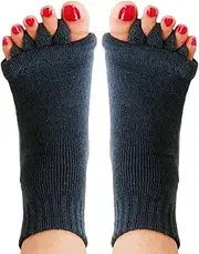 [generic] Toe Separator Socks | My Happy Feet Socks for Women | Toe Separator Socks Foot Alignment Socks Yoga Massage Toeless Socks Improves Circulation Stretchy for
