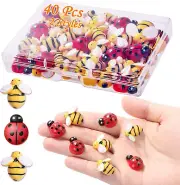 40 Pcs Tiny Resin Bees Ladybugs Decor, Including 20 Pcs Bumble Bee Embellishment