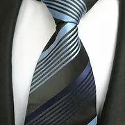 Black Silver, Blue Stripes, Silk tie, Men's Business Attire Necktie tie