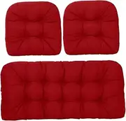 Rocking Chair Cushion, 3Pcs/Set Bench Cushion Tufted Thickened Twill Settee Soft Rocking Chair for Porch, Patio, Backyard (Red)