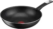 [Tefal] C38819 Hard Titanium Essential Wok Pan 28 cm Non-Stick Coating with Titanium Particles Thermal Signal Temperature Indicator Dishwasher Safe Made in France Black