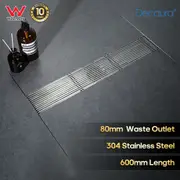 Decaura Tile insert Linear Shower Grate Floor Waste Drain Stainless Steel 600mm