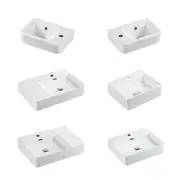 ACA Bathroom Ceramic Basin Above Counter Top Wash Bowl Vanity Sink With Tap Hole White