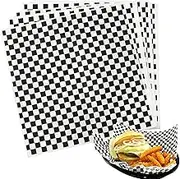 Hslife 100 Sheets Black and White Checkered Dry Waxed Deli Paper Sheets, Paper Liners for Plasic Food Basket, Wrapping Bread and Sandwiches(11''x11.6'')