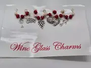 Set of 6 Wine Glass Charms with Extra Charms BRAND NEW