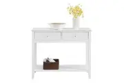 Issey Modern Wooden Hallway Console Hall Table Fluted 2-Drawers - White