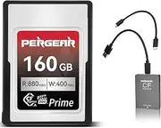 Pergear Professional 160GB CFexpress Type A Memory Card, with 880MB/s Max Read Speed and 400MB/s Sustained Write Speed for 4K 120P,8K 30P Recording, with Card Reader