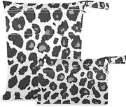 Amooorous Gery White Leopard Print washable bags for wet 2 Pack diaper bag essential items with handles for baby diapers, pool