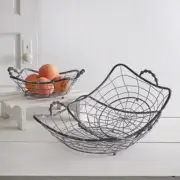 Set of Three French Country Wire Storage Baskets