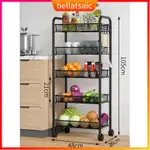 5 TIER ROLLING UTILITY CART MESH MOBILE STORAGE CART WITH 4