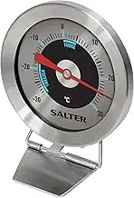 Salter 517 SSCR Fridge Thermometer – Stainless Steel Large Dial Temperature Gauge, Waterproof Freezer Thermometer, Easy Read, Hang Up Or Stand, Temp. Range -30 to 30°C, Safe Food Zones Markers