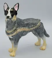 Australian Cattle Dog Trinket box, Enamalled and Gold plated with Crystals