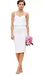 Dress the Population Women's White Alondra Blouson Sheath Dress Size XS NWT