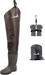 [GREENWATER] Hip Waders for Men Women with Boots Waterproof,2-Ply PVC/Nylon Adult Bootfoot Hip Waders with Cleated for Fishing & Hunting